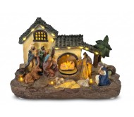 Presepe Nataluna in Poliresina con Luci LED, Movimento e Suoni - 26.5x12.5x17 cm